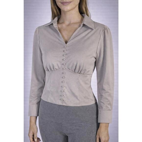 Halara Tops - NWT Halara Ruched Waist Button-Front Top Size XS